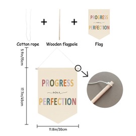 Progress Over Perfection Wall Hanging, Classroom Wall Decor, Kids Motivational, Inspirational Office Decor, Kid's Room Decor, Teacher Gift, Boho Classroom Wall Banner