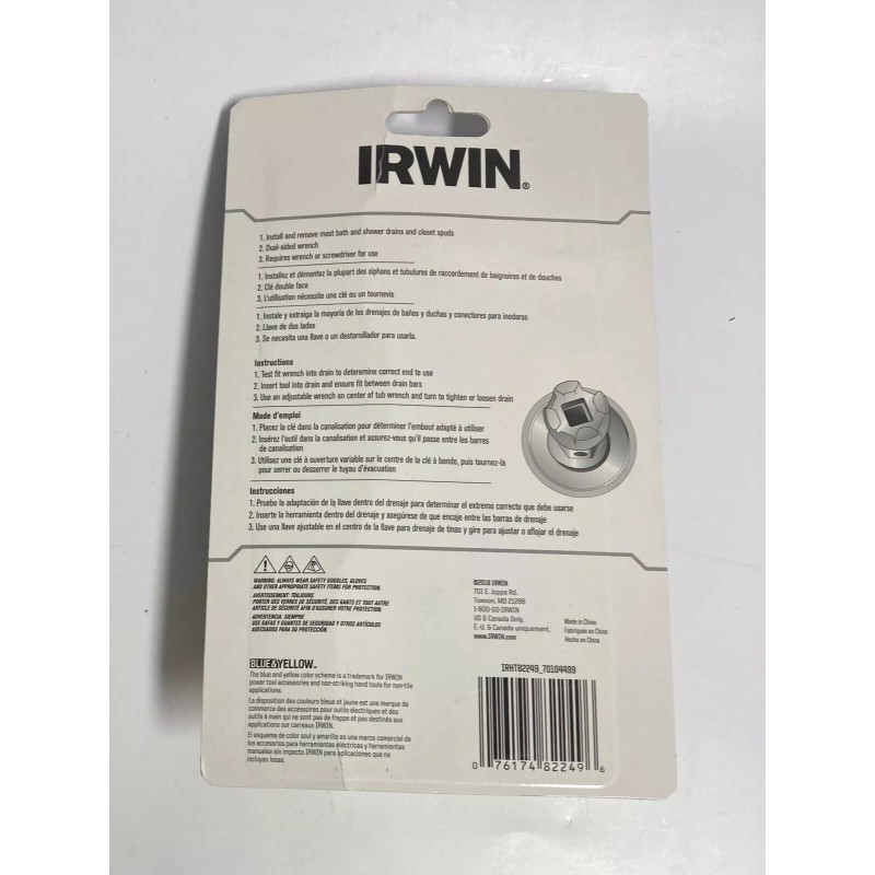IRWIN IRHT82249 IRWIN TUB DRAIN WRENCH
