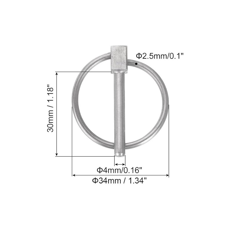 4 Pack Stainless Steel Linch Pins with Ring, Round Shaft