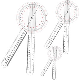 HINZIC 3Pcs Goniometer Set 6/8/12 Inch Physical Therapy Protractor Tool 360 Degree Medical Measurement Angle Ruler Kit