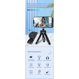 Sea frogs Magnetic Pocket Phone Tripod Compatible with DSLRs, Mirrorless Cameras, 38mm Quick Release Plates, Aluminum Tripods, Smartphone Mini Tripod, Cell Phone Stand (CX-01A)