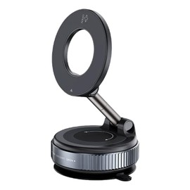 Stable Car Mount with Vacuum Suction Holder for Convenient and Fast Multi Angle Rotation Aluminum Alloy Holder Foldable, Black