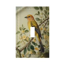 MUZUMU Colorful Bird Flowers Light Switch Covers 1 Gang Single Toggle Wall Plate Decorative Switchcover Electrical Switchplate for Country Living Decor