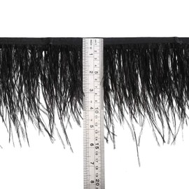 Natural Ostrich Feather Fringe Trim - Feathers Sewing Crafts Decor for Dress Costume 4-6 inches 2 Yards Erikord(Black)
