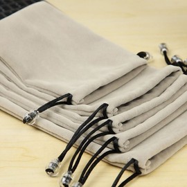 Flannel Drawstring Pouch for Phone, Glasses, Accessories & Makeup Brush Gray + Large 210mm x 120mm [Single Pack] 10ea