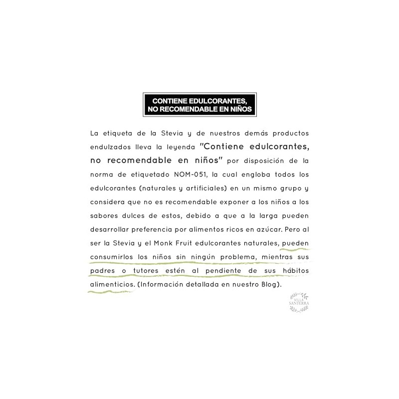 Stevia Líquida Villa Santerra 500ml Para Food Service, Rendimiento para