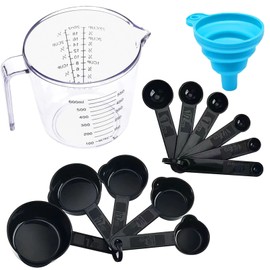 RabbitStorm Juego de 13 Cucharas y Tazas Medidoras para Medir Especias e Ingredientes Líquidos para Cocinar y Hornear