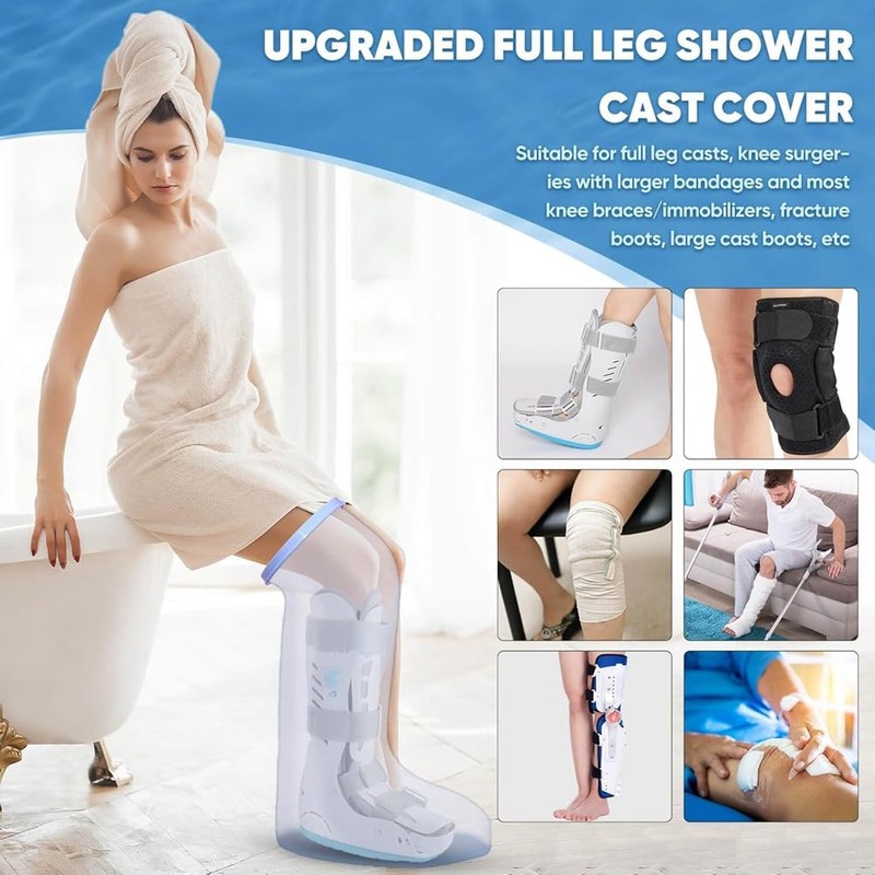 Wisyurt Waterproof Extra Wide Leg Cast Cover for Shower with