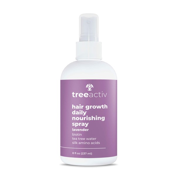 TreeActiv Hair Growth Daily Nourishing Spray | Argan Oil + Tea Tree Leave-In Conditioner | Vegan Keratin + Biotin Volumizer, Thickening, & Lengthening Hair Mist | Lavender Scent | 2000+ Sprays