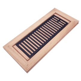 Razo Red Oak Wood Flush Mount Floor Register Vent Cover, 6x12 Inch (Duct Opening), 3/4 Inch Thickness, with Damper, Unfinished