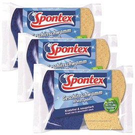 Spontex Dish Sponge - Kitchen Sponge - Gentle Cleaning of Crockery (Pack of 3)