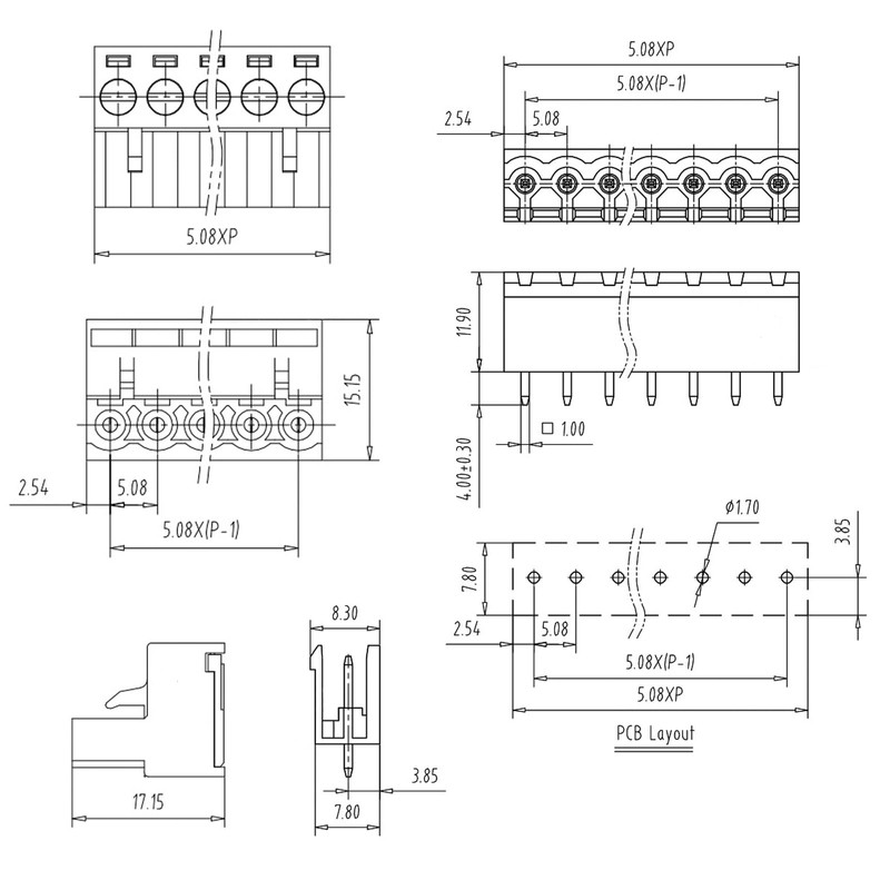 25 Pairs 5.08mm Pitch 2/3/4 Pin Screw Connector Pluggable Terminal