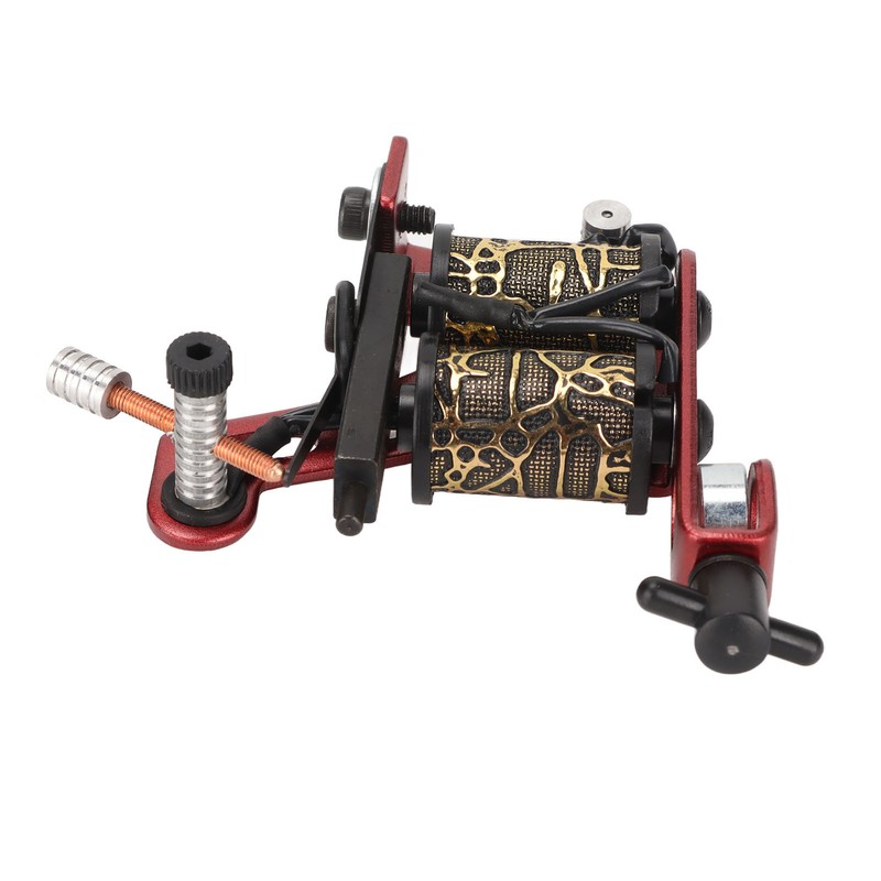 10 Wraps Coil Tattoo Machine Iron Frame Red Hollow Butterfly