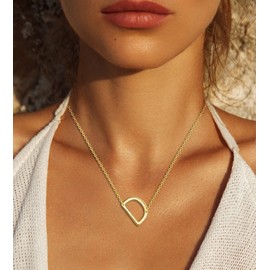 Beaux Bijoux Gold Initial Necklaces for Women - Sideways Initial Necklace - Jewelry with Letters - D Necklace for Women - D Initial Necklace - D Initials Necklace - Gold Plated Necklace