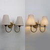 Pathson 2-Lights Linen Fabric Wall Sconce Light, Hardwired Double Curved