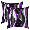 Stripes Purple Black White Throw Pillow Covers 20"x20" Set of