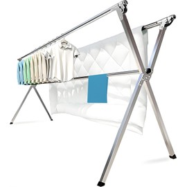 AZHZOLSK Clothes Drying Rack Folding Indoor Outdoor, Foldable Portable Laundry Drying Rack, Heavy Duty Laundry Hanger Dryer Rack with 20 Hooks (63.55'')