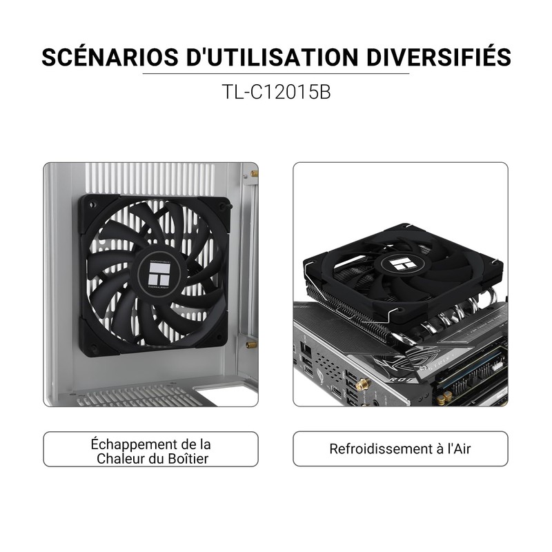 TR TL-C12015B Computer Case Fan, 4 Pin Silent PWM Fan,