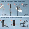 CAHAYA Dual-Use Reinforced Folding Sheet Music Stand with Stand Light