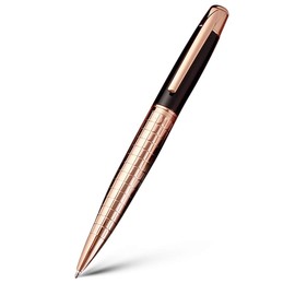 Ballpoint Pen, Twist Ballpoint Pen Quick Drying Black Stainless Steel for Business (Black)