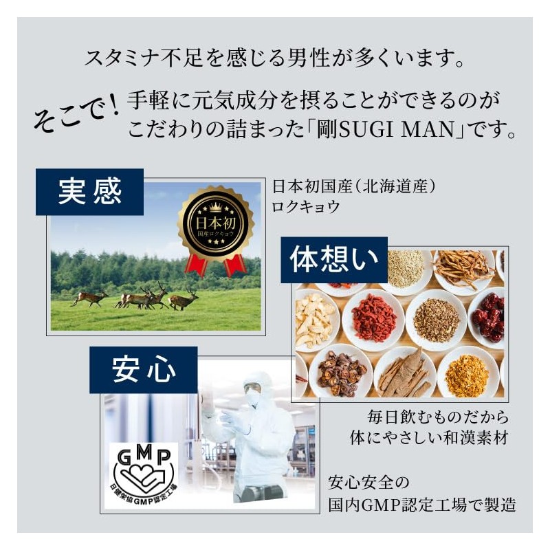 【和漢SINCA公式】剛SUGIMAN（つよすぎまん）120粒 約1ヵ月分 冬虫夏草 マカ 高麗人参 西洋人参 鹿骨膠 …