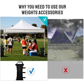 112 LBS Enhanced Sand Bags for Canopy (NO Sand)-Sand Bags for Weight - Sand Bags for Canopy Tent- Canopy Weights for Canopy Tent Legs - Outdoor Weighted Sand Bags, Black