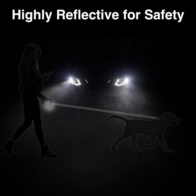 WIGZI Reflective Gel Retractable Leash, Yellow, Small