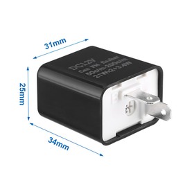 CGEAMDY Pack of 4 Adjustable Flasher Relay Compatible, 12 Volt Flashing Sensor Flashing Frequency Control Relay for Motorcycles, 2 Pin Car Relay for Car, Truck, Motor Relay (Black)