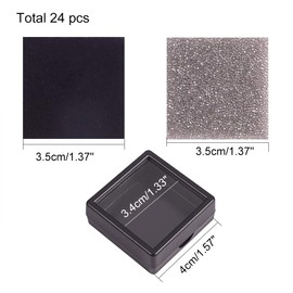 BENECREAT 24 Pack Black Gemstone Display Box Jewelry Box Container with Clear Top Lids 1.57x0.6 for Festival Treat, Gems, Coins, Diamond, Gift Packing