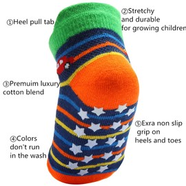 12 Pairs Baby Boy Grip Socks Cotton Non Slip, Newborn Infant Toddler Boy Anti Skid Socks (12 Pairs, 3-5 Years)