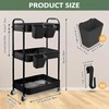 WONSAR 3 Tier Rolling Cart, Metal Rolling Cart with Wheels