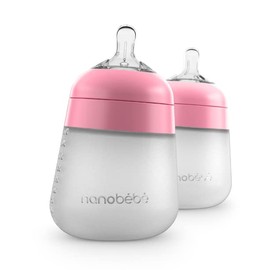 Nanobébé, Biberón de Silicón 270 ml./ 9Oz. 2 Pack, Color Rosa