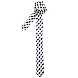 Premium Classic Check Woven Microfiber Skinny Tie - Black and White Check