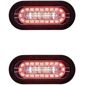 BA Products Qty. 2, 5626432-x2aa, COMBINATION 6 INCH LED CLEAR/RED, STOP/TURN/TAIL, BACKUP, AND STROBE LIGHT for Tow Truck, Wrecker, Emergency Vehicle, Safety, Warning, Construction Truck