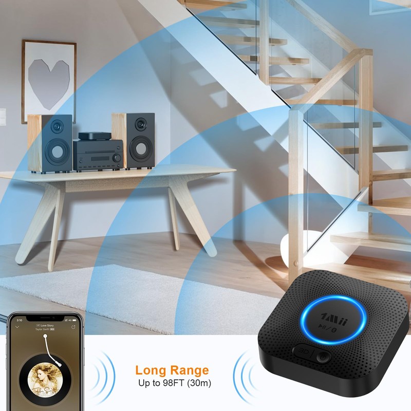 [Upgraded] 1Mii B06+ Bluetooth Receiver, Hi-Fi Wireless Audio Adapter, Bluetooth