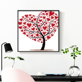 CROSSDECOR Stamped Cross Stitch Kits Full Range of Easy Patterns Embroidery Starter Kits for Adults，Printed Cross-Stitch Kits for Home Decor DIY 11CT 3 Strands-Love tree，16.5x17.3 inch