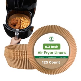 Comfy Package [125 Count] 6.3 Inch Round Air Fryer Liners Disposable - Non-Stick Parchment Paper Liners, Oil and Water Resistant - Kraft