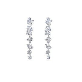 Cubic Zirconia Bridal Wedding Earrings for Brides Crystal Dangle Earrings Rhinestone Crystal Drop Earrings Silver Prom Earrings for Women Jewelry Gifts (B)