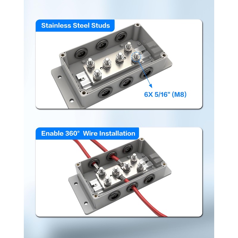 Jamgoer 500A 12V Bus Bar Heavy Duty Power Distribution Block