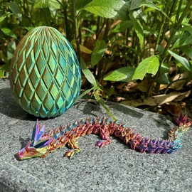3D Printed Dragon Egg with Crystal Dragon Decoration Items, Rhombic Creative Dragon Toy Set for Room Decor, Creative Desktop Ornament for Home Office Dormitory Bedroom, Boyfriend Gifts, Fall Decor - Color: Red+Blue+Yellow, Specification: one-size