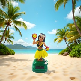 SquarezhenBo Yellow Hawaiian Dashboard Ornament with Kinetic Dance Motion, Solar-Powered Hula Girl Car Decor,Auto Interior Accessories & Tropical Home Decor for Office/Party Multi-Scene Decoration