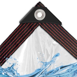 Tarpaulin – Transparent Tarpaulin Waterproof 2 x 3 m with Eyelets for Balcony Rain Cover/Sandpit Cover, Tarp Transparent Tarpaulin for Garden Furniture/Patio Tarpaulin