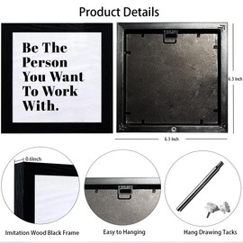 Be The Person You Want to Work With Sign,Motivational Quote Canvas Frame Artwork for Office Desk Tabletop Shelf Wall Decor 6.5" L x 6" H,Inspirational Office Gifts for Women Friends Coworkers