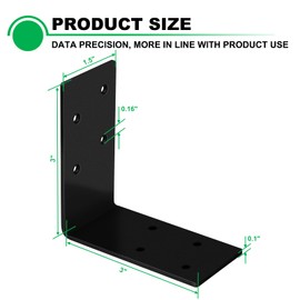 Andorm 20 Pack L Brackets 3x3 for Wood Framing, Heavy Duty Corner Angle, Corner Brace 90 Degree Iron Bracket for Wood Beam with Holes Outdoor Black
