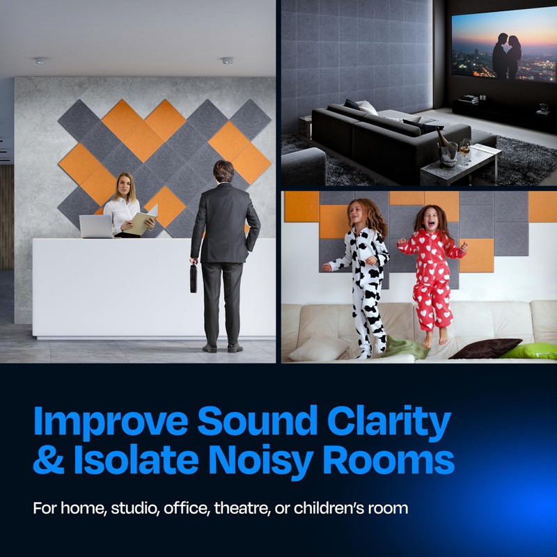 Ekkogo Acoustic Panels - 12 Pack, 12"X12"X0.4" Soundproof Panels -