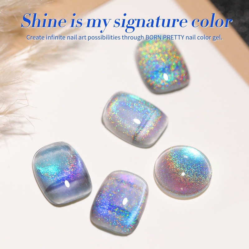 Born Pretty 9D Cat Magnetic Eye Gel Nail Polish, Rainbow