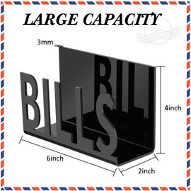 Desktop Mail Letter Holder 3 Pieces Black Bills Organizer Modern Cutout Envelope Holder Acrylic Desk Mail Organizer Envelope Design Mail Holder for Desk Desktop Mail Sorter for Home and Office