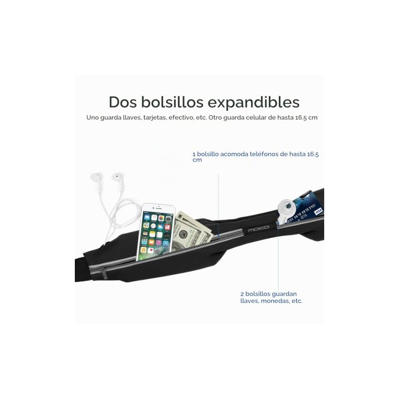 MoKo - Cinturón deportivo para correr, bolsa doble para exteriores,