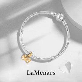 LaMenars Charm Cute Robot Fluorescent Ghost Golden Clip True Friends Hangtag for Bracelets 925 Sterling Silver Bead Women Charms Mother's Day Birthday Anniversary Jewellery for Women, Cubic Zirconia