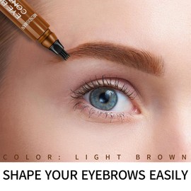 Eyebrow Pen Liquid Eyebrow Pencil - Professional Microblade Eyebrow Pen - Magical Precise Waterproof Brow Pen 4 Tipped Precise Brow Pencil Waterproof with a Micro Fork Tip Applicator (Light Brown-01)